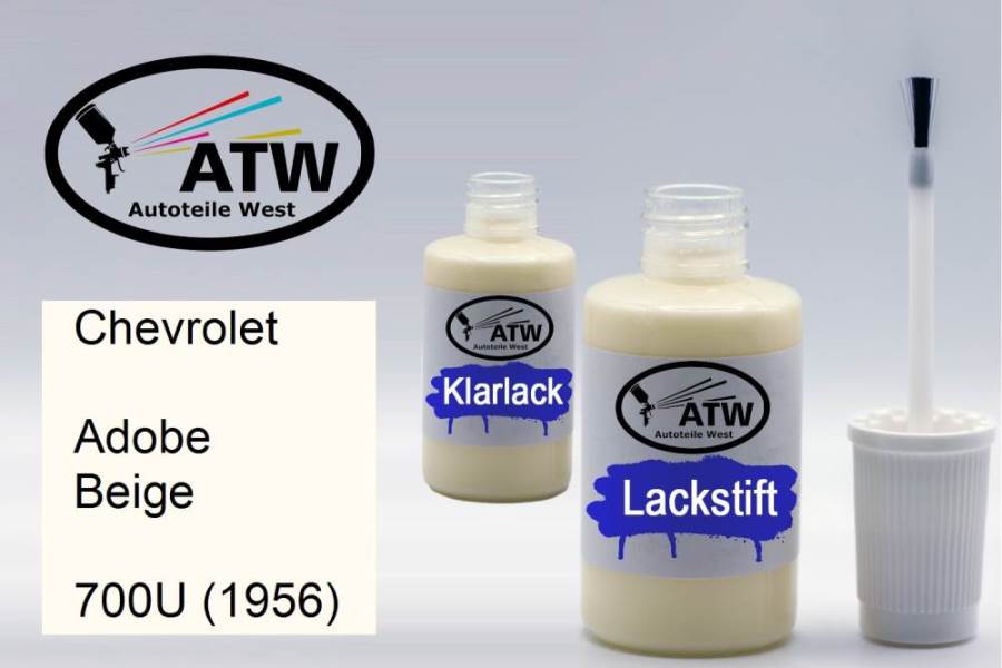 Chevrolet, Adobe Beige, 700U (1956): 20ml Lackstift + 20ml Klarlack - Set, von ATW Autoteile West.